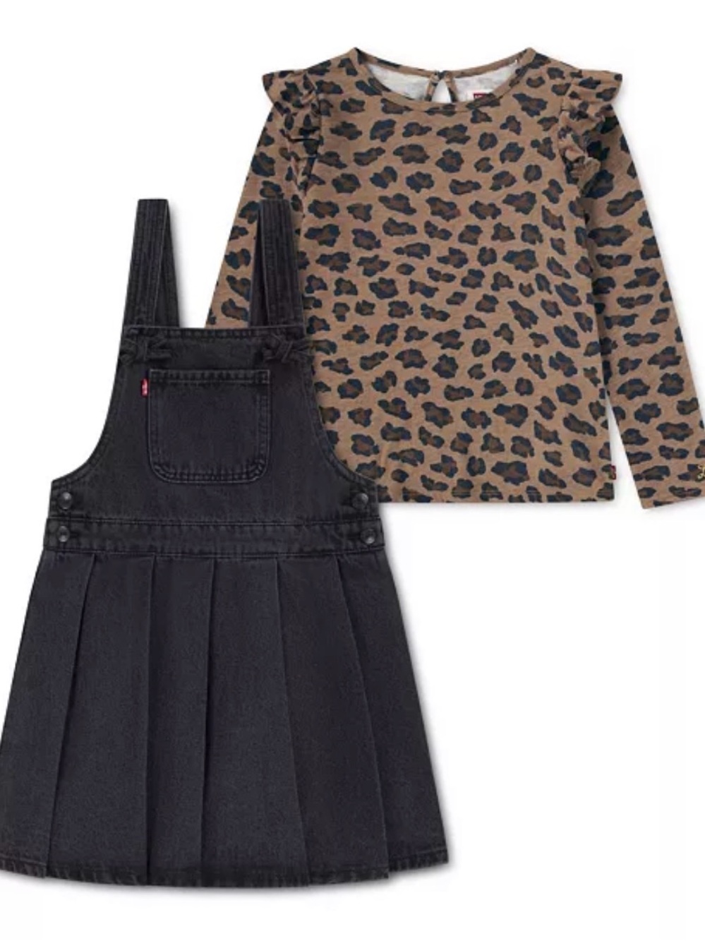 Levi's Black Denim Pinafore with Tan Leopard Top